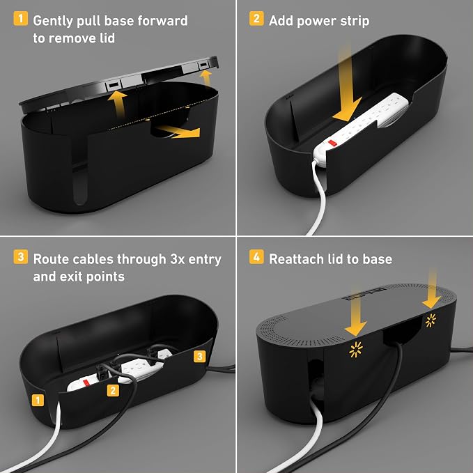 D-Line Cable Management Box, Power Strip Cover, Floor Outlet Hider, Desk Cord - Image 9