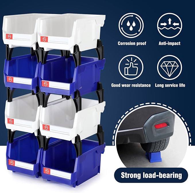 Pe&Hui Storage Organizer Bins, Wall Mount Storage Parts Rack, Stackable Shop - Image 4