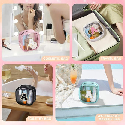 YOOLIFE Initial Mini Makeup Bag | Make Up Bag Travel Toiletry Bag | Clear - Image 5