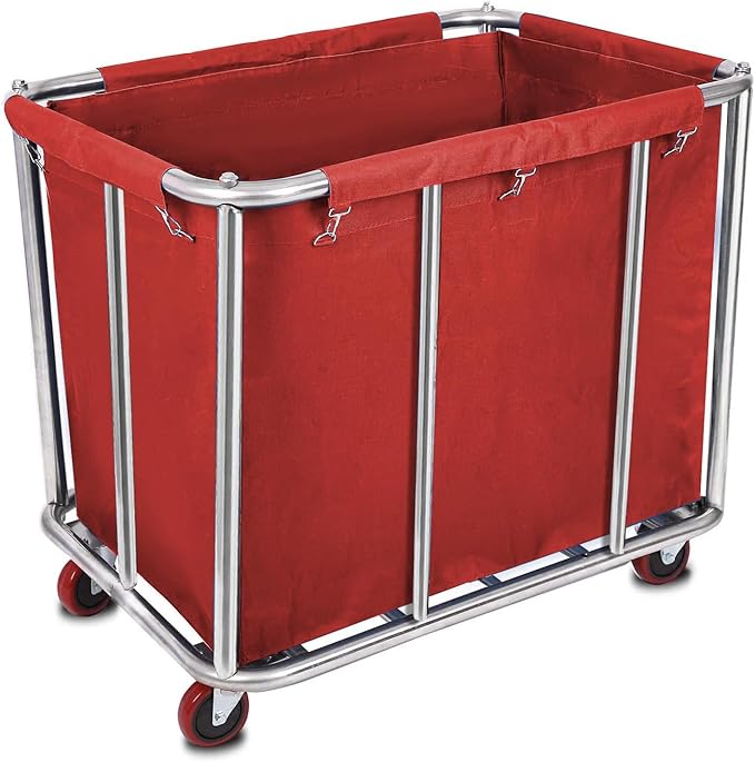 12 Bushels Laundry Cart for Commercial/Home, Heavy Duty Large Stainless Steel by LORQING