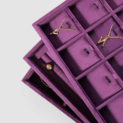 Velvet Necklace Display Tray, Stackable 24 Grid Insert Pendant Necklaces - Image 8