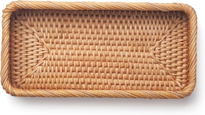 Rattan Bathroom Vanity Tray, Toilet Tank Tray, Toilet Basket Tank Topper - Image 4