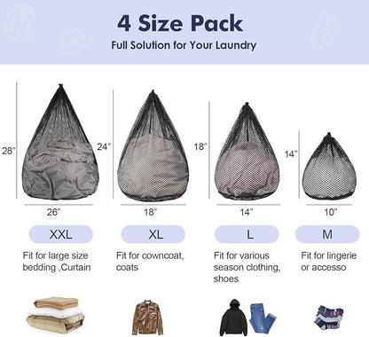 4Pcs Mesh Laundry Bags Washing Machine Mesh Wash Bags Jumbo - Image 6