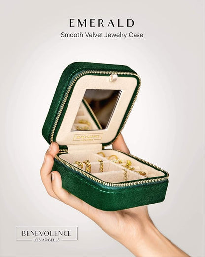 Benevolence LA Plush Velvet Jewelry Box | Travel Jewelry Case Organizer - Image 2