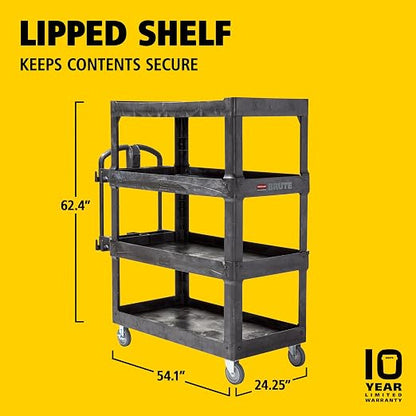 New Rubbermaid Commercial Products 4-Shelf Utility/Service Quad Cart, Heavy - Image 6