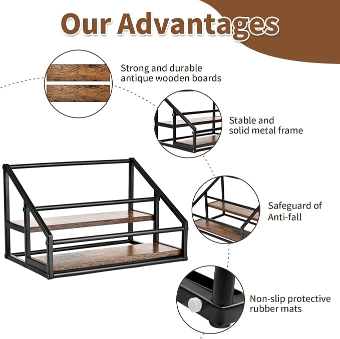 Coffee Syrup Organizer, 2-Tier 8 Bottles Coffee Syrup Rack - Image 4