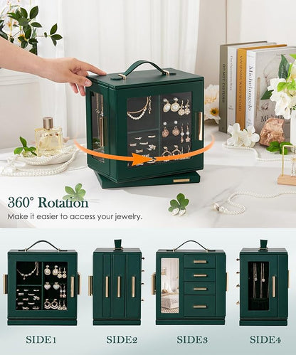 Homde Christmas Gifts Jewelry Box 360° Rotating, Necklace Earring Organizer - Image 3