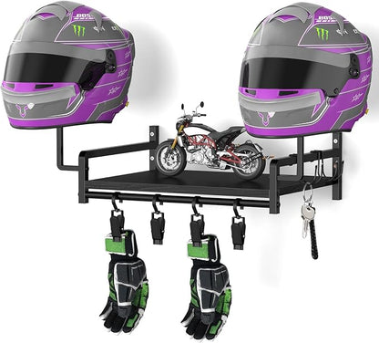 OYEAL Helmet Rack Wall Mount Black Motorcycle Helmet Holder by OYEAL