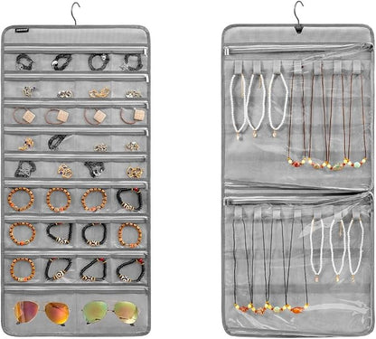 Dual-sided Hanging Jewelry Organizer Necklace Holder Jewelries Storage by ANZORG