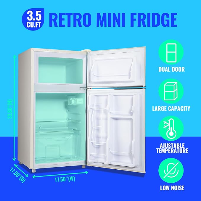 Mini Refrigerator with Freezer Small Fridge Double Door Side Drink Holder - Image 5