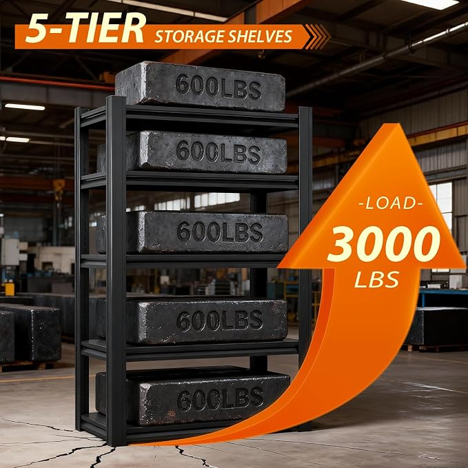 Heavy Duty Storage Shelves Unit, Adjustable Metal Garage Shelving, 3500LBS - Image 3