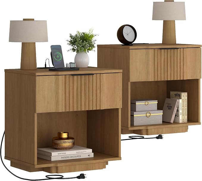 Yechen Fluted Nightstands Set of 2 by Yechen