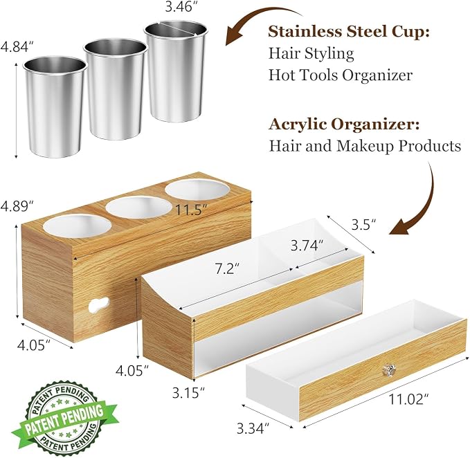 Acrylic Hair Dryer Holder with Drawer, Bathroom Organizer Countertop Drawers - Image 7