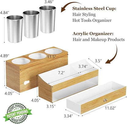 Acrylic Hair Dryer Holder with Drawer, Bathroom Organizer Countertop Drawers - Image 7