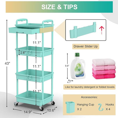 Goovilla 4 Tier Rolling Utility Cart Organizer - Image 4