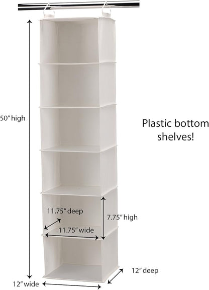 Household Essentials 311312 Hanging Closet Organizer | 6-Shelves | Natural - Image 3