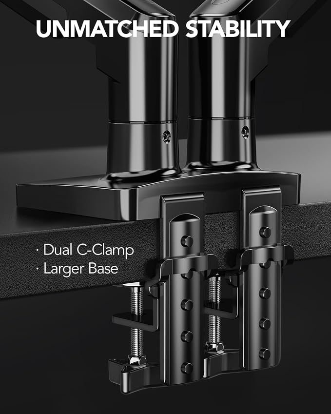HUANUO Dual Monitor Stand, Fully Adjustable Monitor Desk Mount - Image 4