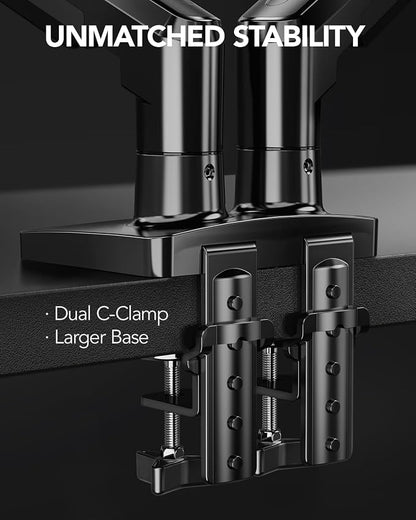 HUANUO Dual Monitor Stand, Fully Adjustable Monitor Desk Mount - Image 4