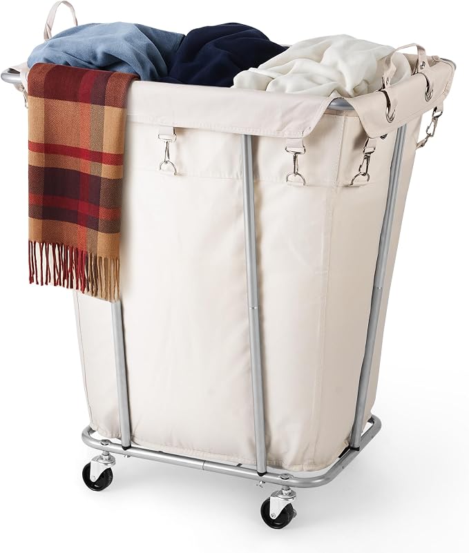 PLKOW Laundry Basket with Wheels 120L Heavy-Duty Laundry Cart with Removable by PLKOW