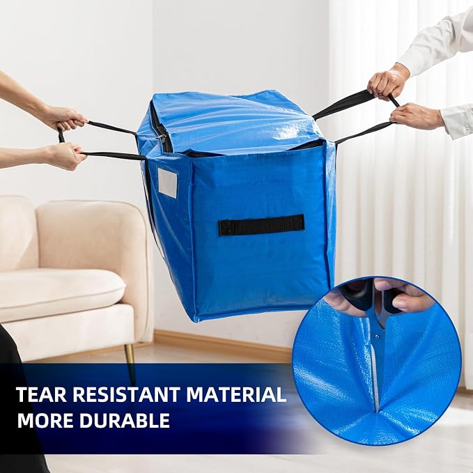 TAILI Extra Large Moving Bags, 2 Pack Blue Heavy Duty Totes - Image 4