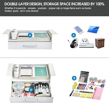 GOME White Under Desk Drawer Storage - Image 3
