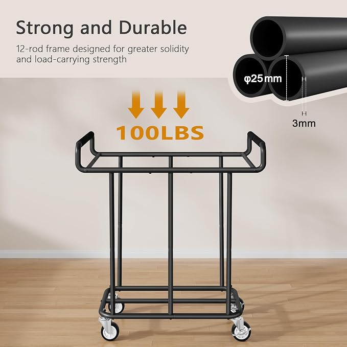 Laundry Hamper with Wheels, 250L Rolling Medium Laundry Basket - Image 4