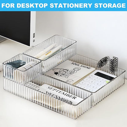 HOTOOLME 14PCS Clear Drawer Organizers Bins, 4 Size Clear Makeup Drawer - Image 8