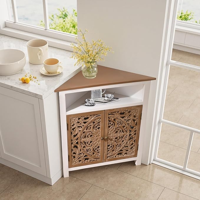 Boho Corner Cabinet, Narrow Organizer - Image 6