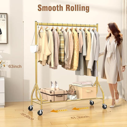EAGMAK Heavy Duty Clothes Rack Load 420 LBS, Rolling Garment Rack - Image 4