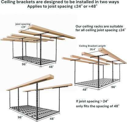 SunsGrove 4x8 Overhead Garage Storage Rack Organization, Adjustable Ceiling - Image 7