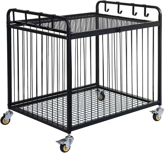 Matt Black Metal Rolling Cart Ball Gym Equipment Sports Gear Storage Portable - Image 2