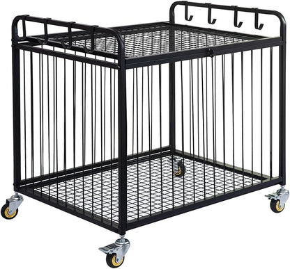 Matt Black Metal Rolling Cart Ball Gym Equipment Sports Gear Storage Portable - Image 2