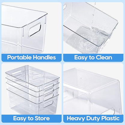 JollyPack 4 Pack Clear Plastic Storage Bins, Pantry Organizers and Storage - Image 4