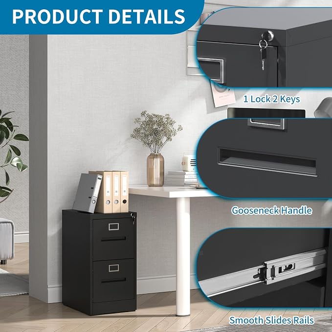 2 Drawer File Cabinets with Lock, Heavy Duty Metal Storage Cabinets Office - Image 5