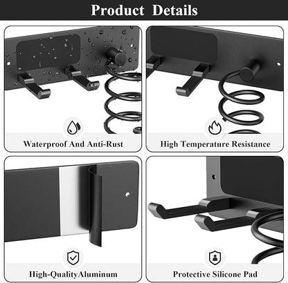 Tindbea Hair Dryer Holder + Curling Iron Holder, Blow Dryer Holder Wall Mount - Image 4