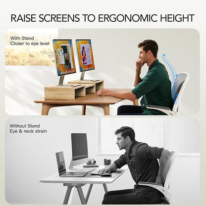 AMERIERGO Dual Monitor Stand Riser- 3 Shelf Screen Stand - Image 3