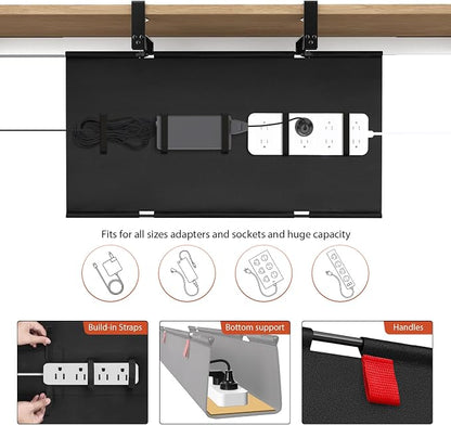 Univivi No Drill Under Desk Cable Management Tray, Clamp/Screw Mount Desk Cable - Image 2