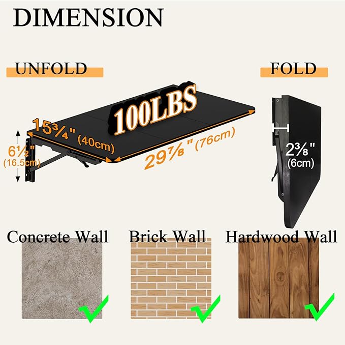 TEAMIX Wall Mounted Desk, Folding Table - Image 4