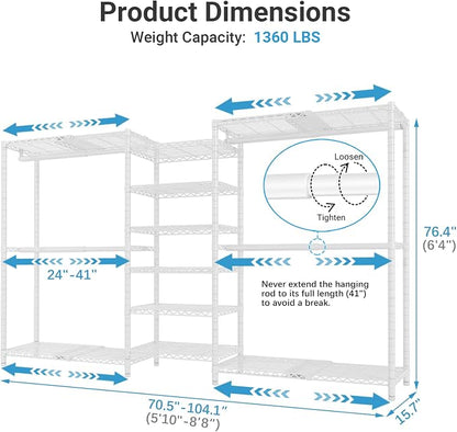 VIPEK X3 Plus Large Expandable Closet Rack Adjustable from 5'10" to 8'8" - Image 5