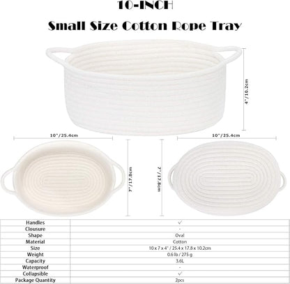 Sea Team 2-Pack Cotton Rope Baskets, Fabric Tray, Oval Open Dish - Image 7