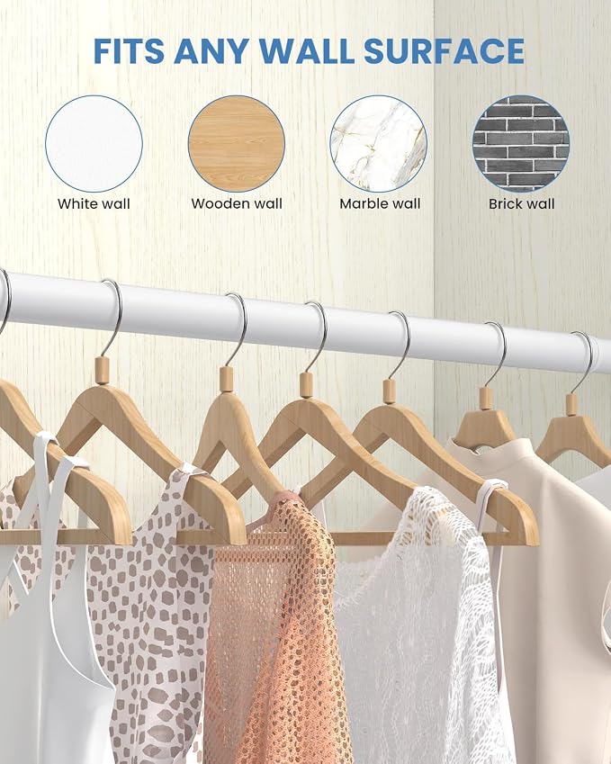 2 PACK Closet Rods for Hanging Clothes, 17 to 54 Inches Stepless Adjustable - Image 5