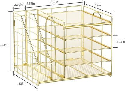 Marbrasse Desk Organizer with File Holder, 5-Tier Paper Letter Tray, Mesh Desk - Image 6