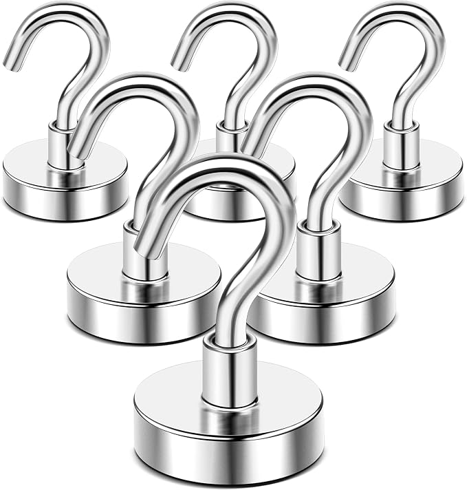 DIYMAG Magnetic Hooks, 50 LB Heavy Duty Magnets, 6 Packs Strong Rare Earth by DIYMAG