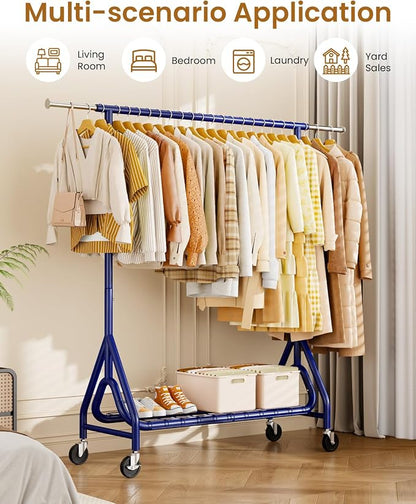 Heavy Duty Clothing Rack, Metal Clothes Rack Load 450 LBS, Rolling Coat Racks - Image 9
