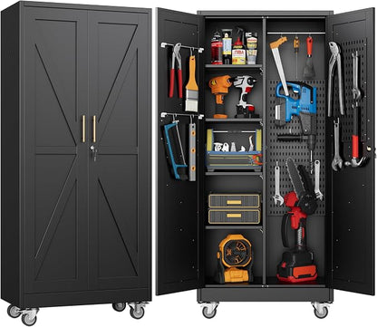Black Broom Closet Storage Cabinet by METALYEYE
