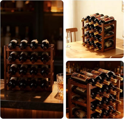 Wine Rack Freestanding Floor, Bamboo Wine Racks Cabinet Shelf 4-Tier 16 Bottles - Image 6