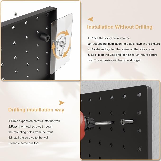 FZK 36pcs Pegboard Kit, Peg Board, Peg Board Hooks, Includes 4 Black Pegboard - Image 5