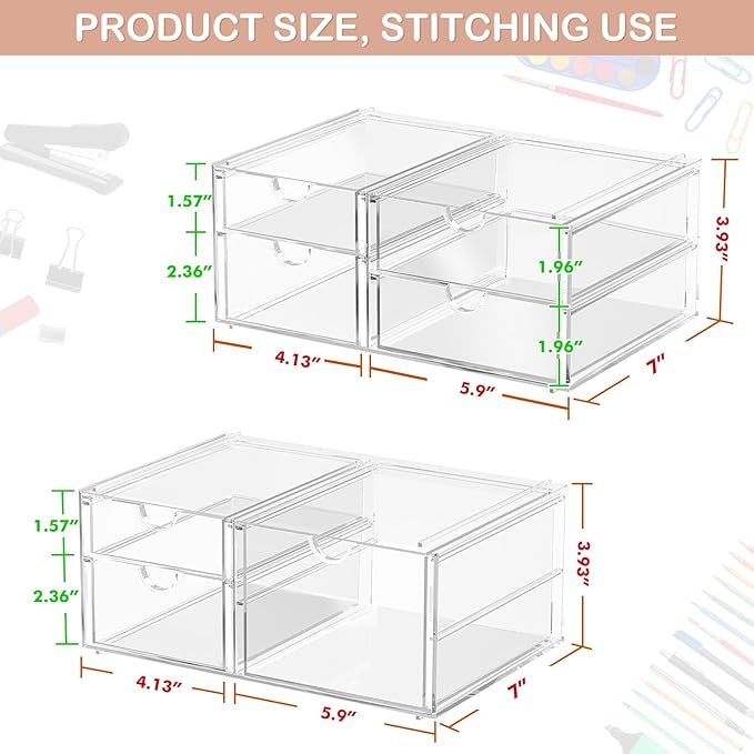 2 Pack Desk Organizers, Makeup Organizer Storage - Image 3