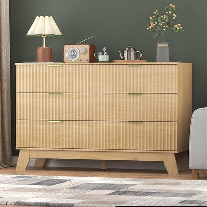 Fluted Dresser for Bedroom, 6 Drawer Dresser for Closet, TV Stand, Storage - Image 5