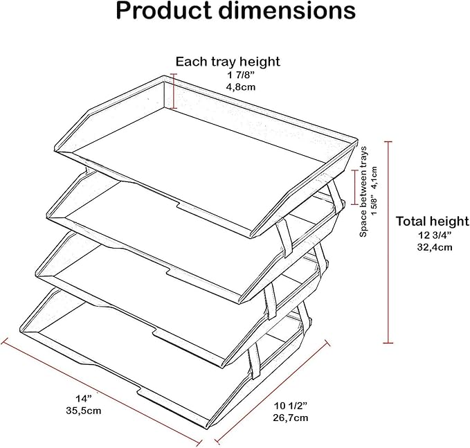 Acrimet Facility 4 Tier Letter Tray Side Load Plastic Desktop File Organizer - Image 7